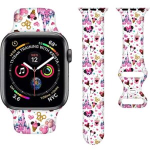 cartoon sport bands compatible with apple watch band 38mm 40mm 41mm,soft silicone waterproof strap wristbands compatible with iwatch bands series se 7 6 5 4 3 2 for women and teenagers