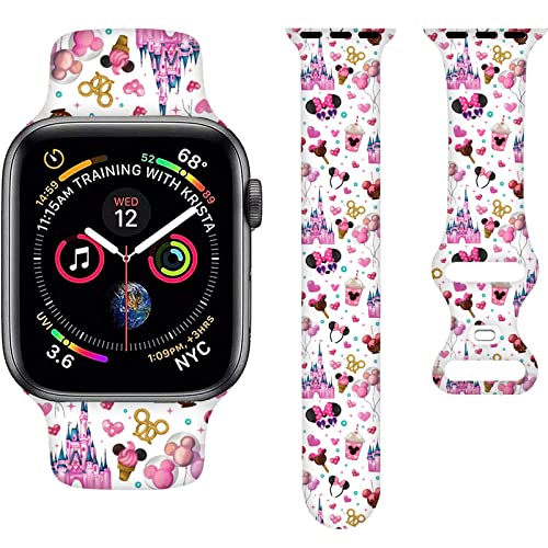 Cartoon Sport Bands Compatible with Apple Watch Band 38mm 40mm 41mm,Soft Silicone Waterproof Strap Wristbands Compatible with iWatch Bands Series SE 7 6 5 4 3 2 for Women and Teenagers