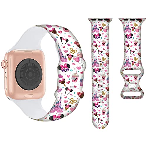 Cartoon Sport Bands Compatible with Apple Watch Band 38mm 40mm 41mm,Soft Silicone Waterproof Strap Wristbands Compatible with iWatch Bands Series SE 7 6 5 4 3 2 for Women and Teenagers