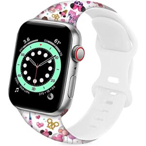 Cartoon Sport Bands Compatible with Apple Watch Band 38mm 40mm 41mm,Soft Silicone Waterproof Strap Wristbands Compatible with iWatch Bands Series SE 7 6 5 4 3 2 for Women and Teenagers