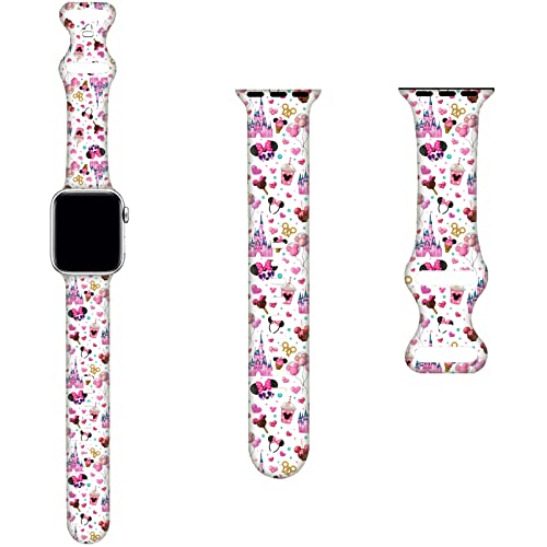 Cartoon Sport Bands Compatible with Apple Watch Band 38mm 40mm 41mm,Soft Silicone Waterproof Strap Wristbands Compatible with iWatch Bands Series SE 7 6 5 4 3 2 for Women and Teenagers