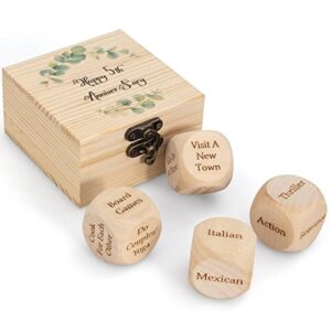 5th anniversary wood gifts for him, 5 year anniversary wooden date night dice gifts for her, 5th anniversary wedding gifts for wife, couple gifts for him and her, 5th anniversary happy gift for couple