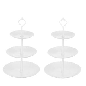 plastic cupcake stands, 3 tier cupcake stand, dessert tower tray for tea party, baby shower and wedding (2 pack, shell style)