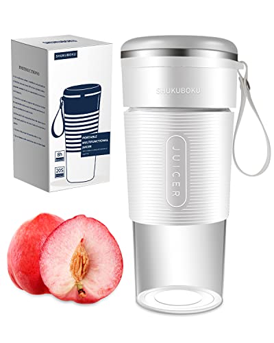 SHUKUBOKU Portable Blender,with USB Rechargeable,Mini Blender For Shakes and Smoothies,Travel Juicer Cup，Made with BPA-Free Material Portable Juicer,10oz Handheld Blender,Portable Juicer(White)