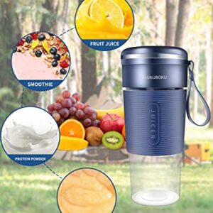 SHUKUBOKU Portable Blender,with USB Rechargeable,Mini Blender For Shakes and Smoothies,Travel Juicer Cup，Made with BPA-Free Material Portable Juicer,10oz Handheld Blender,Portable Juicer(White)