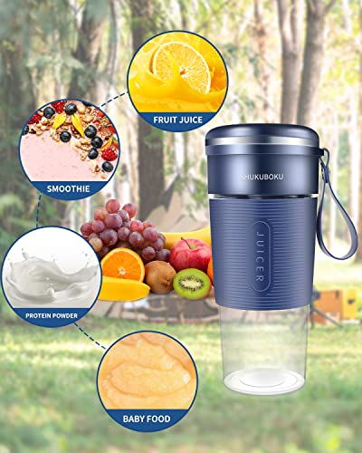 SHUKUBOKU Portable Blender,with USB Rechargeable,Mini Blender For Shakes and Smoothies,Travel Juicer Cup，Made with BPA-Free Material Portable Juicer,10oz Handheld Blender,Portable Juicer(White)