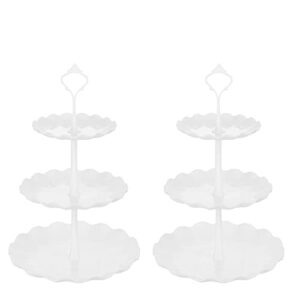 plastic cupcake stands, 3 tier cupcake stand, dessert tower tray for tea party, baby shower and wedding (2 pack, wave style)