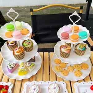 Plastic Cupcake Stands, 3 Tier Cupcake Stand, Dessert Tower Tray for Tea Party, Baby Shower and Wedding (2 Pack, Wave Style)