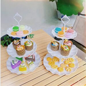 Plastic Cupcake Stands, 3 Tier Cupcake Stand, Dessert Tower Tray for Tea Party, Baby Shower and Wedding (2 Pack, Wave Style)