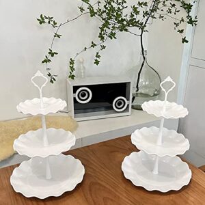 Plastic Cupcake Stands, 3 Tier Cupcake Stand, Dessert Tower Tray for Tea Party, Baby Shower and Wedding (2 Pack, Wave Style)