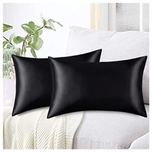 homidate set of 2 queen pillowcase in polyester – 20" x 30" in black with satin feel - luxury soft and breathable – ideal for bedding and room décor
