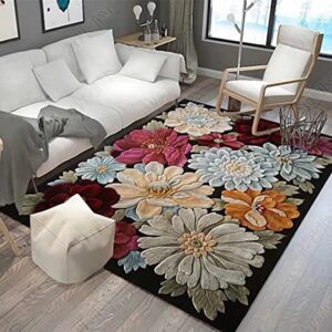 modern colorful blooming flowers entryway area rug for living room boho floral throw rugs non skid floor mats home office carpet,2'x3'