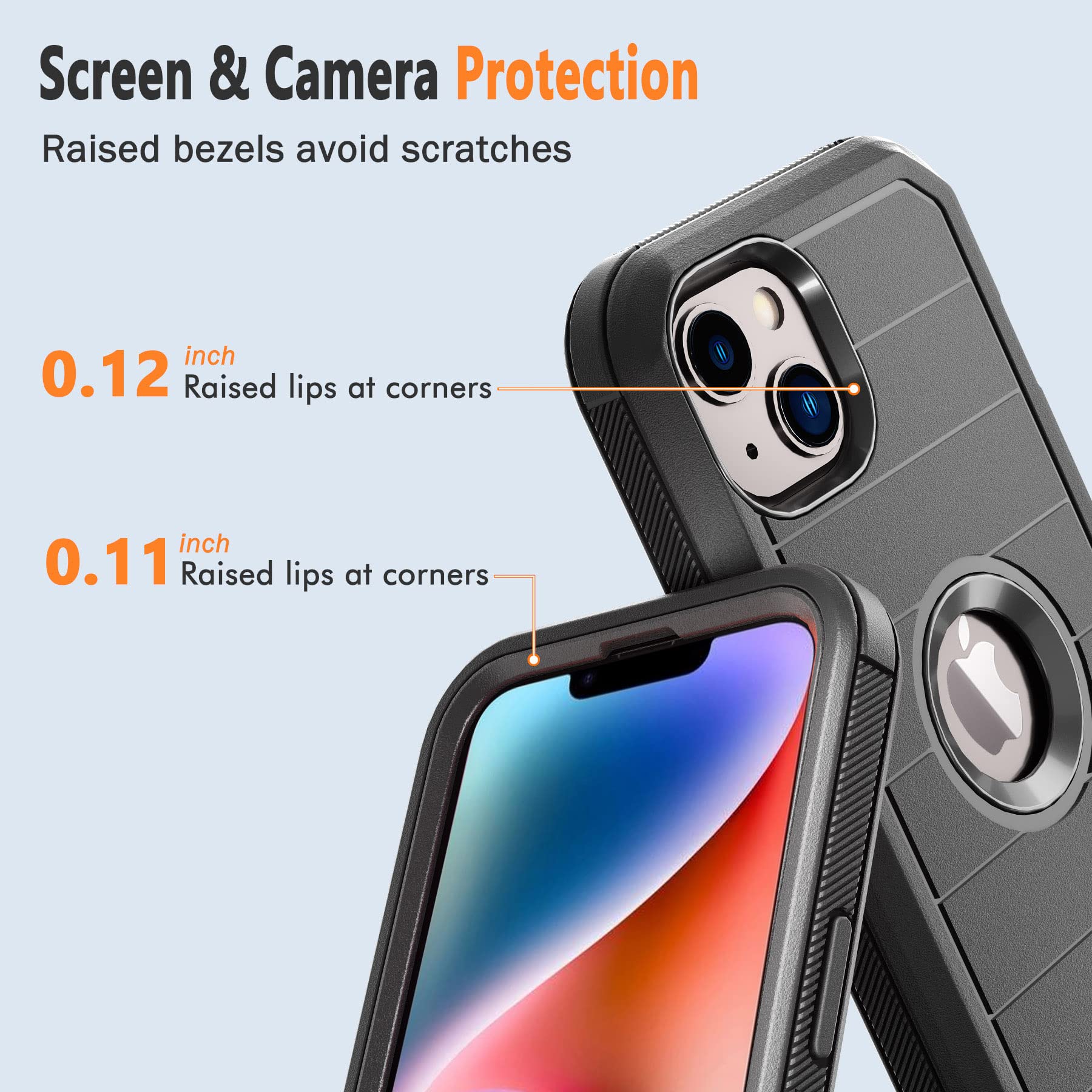 NIFFPD for iPhone 14 Plus Case with Belt Clip/Holster/Kickstand, Heavy Duty Rugged Full Body Protective Case with 2 Pcs Screen Protectors for Apple iPhone 14 Plus for Men 6.7 inch (Black)