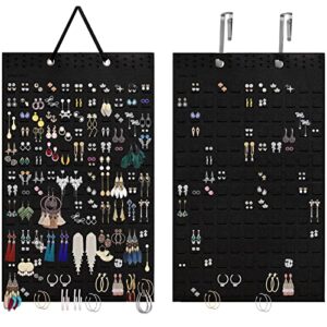 ainslisty earring organizer hanging earring holder, holds up to 330 pairs, soft felt wall mount earring display holder stud earrings organizer for women girls - 2 pack (include metal hook and rope)