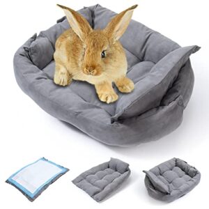 pstardmoon bunny bed for small animals with 2 pee pad, machine washable sleeping rabbit sofa bed bottom breathable soft bunny bed for cats kittens rabbits bunny guinea pigs kitty (grey, style 1)