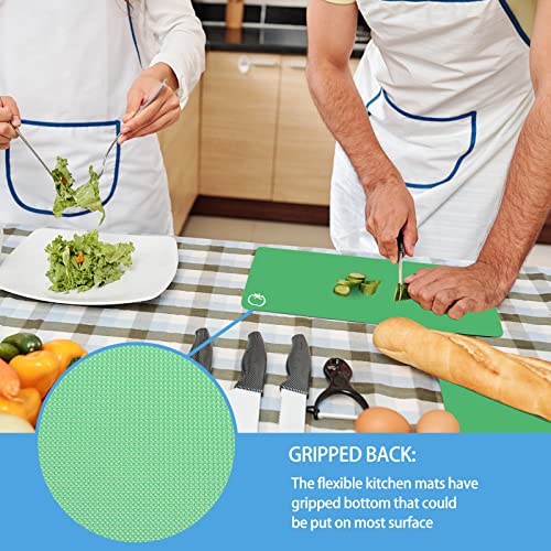 Toplive Plastic Cutting Board Mats,4 Pack Flexible BPA Free Non-Slip Dishwasher Safe Colored Cutting Board Mats with Food Icons