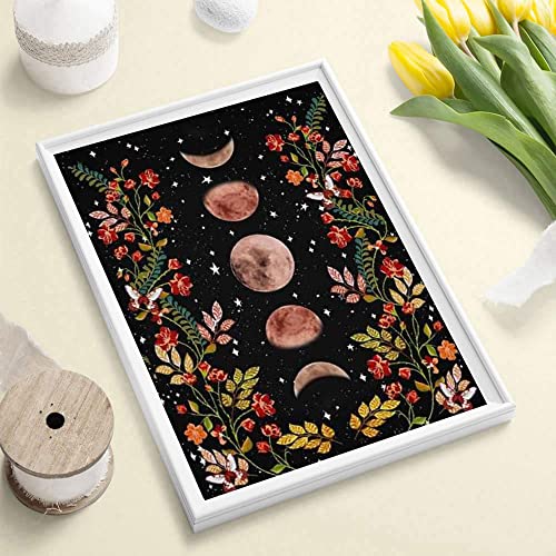 Diamond Painting Kits for Adults and Kids,The Moon and Flowers Under The Stars 5D DIY Diamond Painting 12x16Inch