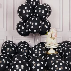 SULALABOO 63PCS Black Polka Dot Balloons 12 Inch Latex Helium Round Party Balloons Kit for Birthday Party Decorations