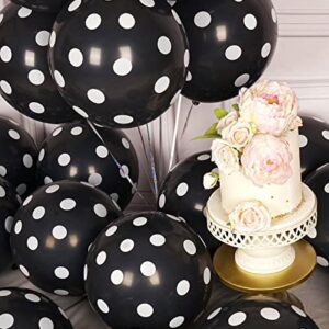 SULALABOO 63PCS Black Polka Dot Balloons 12 Inch Latex Helium Round Party Balloons Kit for Birthday Party Decorations