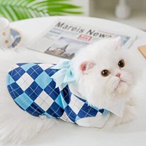 YiQ RiC 2pack=Dog Dress+Dog Shirt Christmas Dog Clothes Dog Christmas Dress Fun Cat Outfit cat Clothes cat Costumes Plaid Adorable Cool Breathable Sky Blue & Pink