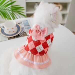 YiQ RiC 2pack=Dog Dress+Dog Shirt Christmas Dog Clothes Dog Christmas Dress Fun Cat Outfit cat Clothes cat Costumes Plaid Adorable Cool Breathable Sky Blue & Pink