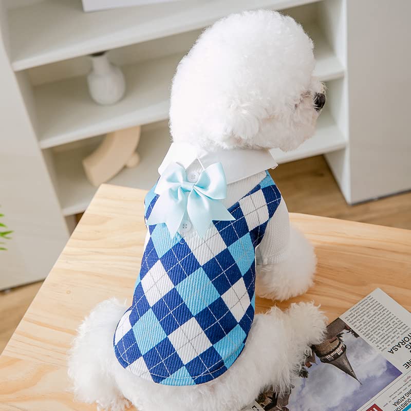 YiQ RiC 2pack=Dog Dress+Dog Shirt Christmas Dog Clothes Dog Christmas Dress Fun Cat Outfit cat Clothes cat Costumes Plaid Adorable Cool Breathable Sky Blue & Pink