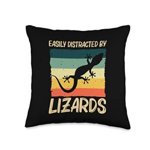 cute lizard gifts lizard lover accessories & stuff cool lizard for men women reptile lover crested gecko iguana throw pillow, 16x16, multicolor