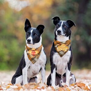 Chngeary Thanksgiving Dog Bandana(2 Pack),New Plaid Style Fall Dog Bandana with Turkey and Maple Leaf Pattern Dog Bandana for Small Medium Large Dogs Accessories Triangle Dog Thanksgiving Scarf…
