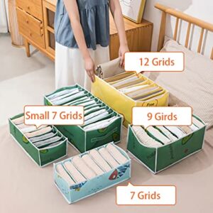 2PCS Washable Wardrobe Clothes Organizer, 7/9 Grids Foldable Visible Closet Organizer Clothes Drawer Mesh Separation Box for T-shirts, Leggings, Skirts (7 Grids Pineapple)