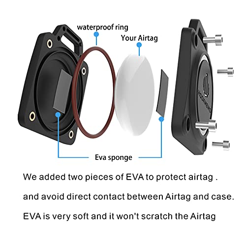 Waterproof AirTag Keychain Holder Case,Compatible for Apple AirTag Key Ring.(black-4pack)