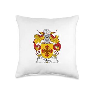family crest and coat of arms clothes and gifts tolosa coat of arms-family crest throw pillow, 16x16, multicolor
