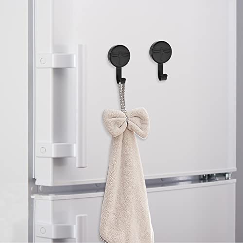 AOAOYING Magnetic Rubber Adhesive Hooks- Reliable Magnetic Hanger Adhesive Hooks Heavy Duty Stick on Wall Hooks for Indoor/Outdoor Hanging (Black 2 Pack)