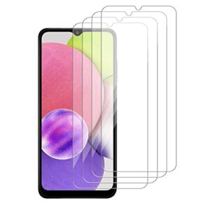 icsapr [4 pack] glass screen protector compatible for samsung galaxy a03s[9h hardness]-hd screen tempered glass, scratch resistant, easy install [case friendly][bubble free] 2.5d edge