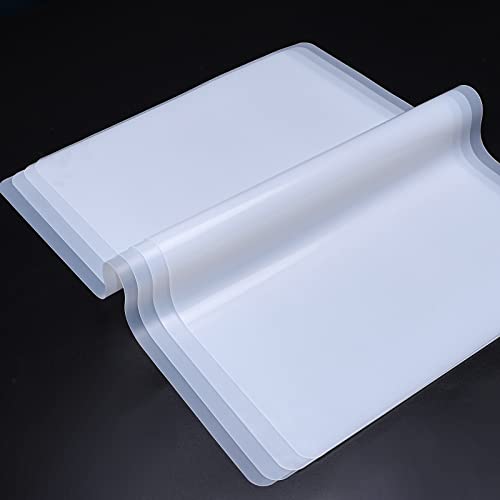 PABUSIOR Silicone Refrigerator Liners - Non Slip, Heat Resistant, Waterproof, Easy to Clean, Clear Silicone Mat for Crafts, Baking, Resin, Fridge Glass Shelves, Kids Placemats (4 PCS,11.8 x 17.7 Inch)