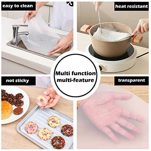 PABUSIOR Silicone Refrigerator Liners - Non Slip, Heat Resistant, Waterproof, Easy to Clean, Clear Silicone Mat for Crafts, Baking, Resin, Fridge Glass Shelves, Kids Placemats (4 PCS,11.8 x 17.7 Inch)