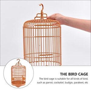 Small Bird Cage Bird Cage Plastic Round Bird Cage with Feeding Bowls and Standing Poles - Hanging Bird Cage for Parakeet Budgie Cockatiel Lovebird Finches Canary - Brown, 10 x 18 Bird Cages