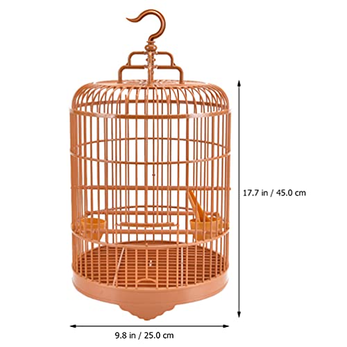 Small Bird Cage Bird Cage Plastic Round Bird Cage with Feeding Bowls and Standing Poles - Hanging Bird Cage for Parakeet Budgie Cockatiel Lovebird Finches Canary - Brown, 10 x 18 Bird Cages