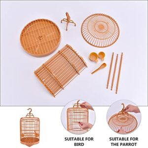 Small Bird Cage Bird Cage Plastic Round Bird Cage with Feeding Bowls and Standing Poles - Hanging Bird Cage for Parakeet Budgie Cockatiel Lovebird Finches Canary - Brown, 10 x 18 Bird Cages