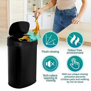 Dkelincs Touchless Trash Can for Kitchen Bathroom Bedroom Home Office, 13 Gallon Automatic Stainless Steel Garbage Can with Lid