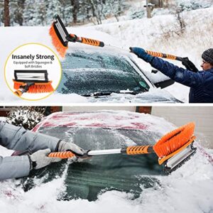 Mionyl 3in1 Car Snow Ice Scraper and Brush for Car SUV Trucks, 1x Heavy Duty 43” Extendable Snow Cleaning Brush Squeegee Broom, 1x Scratch Free Ice Snow Scraper for Car Windshield, 1x Ice Snow Shovel