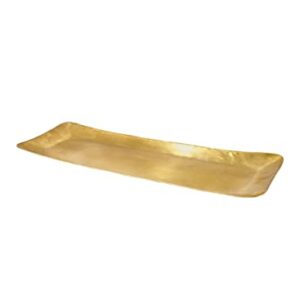 Serene Spaces Living Gold Rectangle Brass Tray, Decorative Vanity Tray, Cosmetic & Jewelry Organizer, Serving Platter, Fruit Holder, Candle Holder for Coffee Table, 16.5" Long X 6" Wide X 1" High