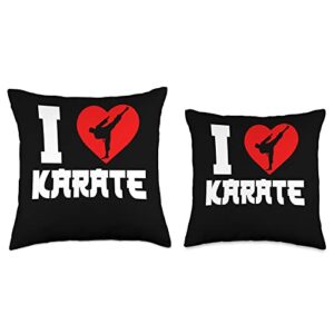 Karate Belt Martial Arts Uniforms For Girls JM0 Black Belt Gi Uniform I Love Karate Throw Pillow, 16x16, Multicolor