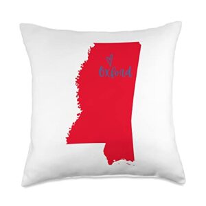mercy moo tees oxford, mississippi throw pillow, 18x18, multicolor