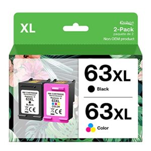 melige 63xl ink cartridges combo pack replacement for 63 xl ink remanufactured for officejet 3830 4650 4652 4655 5200 5255printer( 1 black, 1 tri-color)