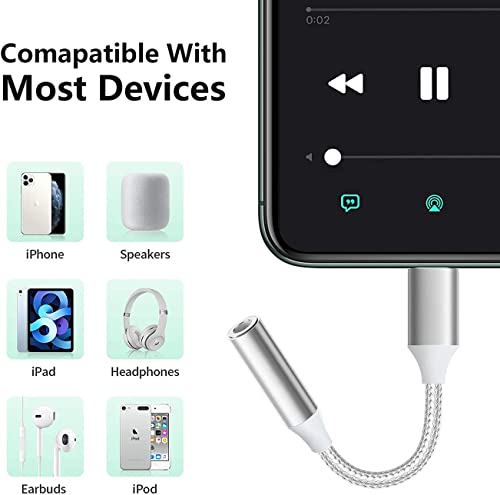 THYBDB Headphone Adapter for iPhone，to 3.5mm Headphone Jack Adapter, Audio Aux Jack Dongle Converter for iPhone 13 Pro max/13 Pro/13/12 Pro max/12 Pro/12/11 Pro/Max/X/Xs Max/XR/SE/7/8