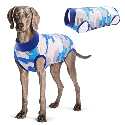 KOESON Dog Recovery Suit, Spay Suit for Female Dog Pet Onesie for Surgery Female Anti-Licking, Dog Surgical Recovery Suit for Abdominal Wounds Dog Cone Alternative After Surgery Blue Camo 2XL