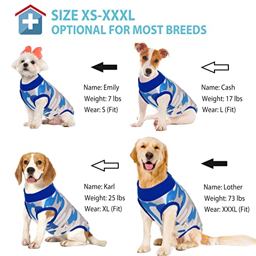 KOESON Dog Recovery Suit, Spay Suit for Female Dog Pet Onesie for Surgery Female Anti-Licking, Dog Surgical Recovery Suit for Abdominal Wounds Dog Cone Alternative After Surgery Blue Camo 2XL