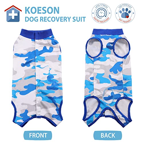 KOESON Dog Recovery Suit, Spay Suit for Female Dog Pet Onesie for Surgery Female Anti-Licking, Dog Surgical Recovery Suit for Abdominal Wounds Dog Cone Alternative After Surgery Blue Camo 2XL