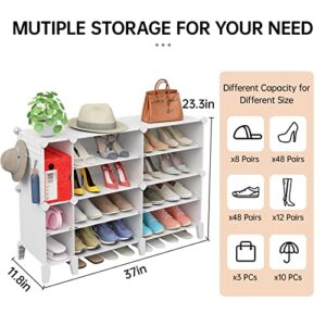 MAGINELS Portable Shoe Rack Plastic Shoe Organizer DIY Shoe Storage Shelf Organizer for Entryway Shoe Cabinet 36 Pairs, White