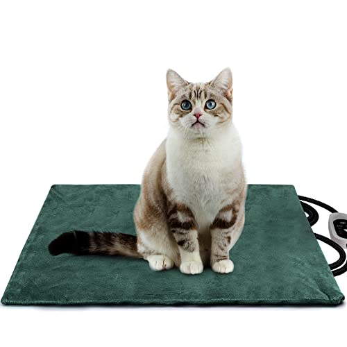 Arblina Pet Heating Pad Temperature-Adjustable with 6 Modes & Timer Dog Cat Heating Pad,Christmas Green Flame Resistant Indoor Electric Mat with Chew Resistant Cord and Auto Power-Off (S:16" x 18")